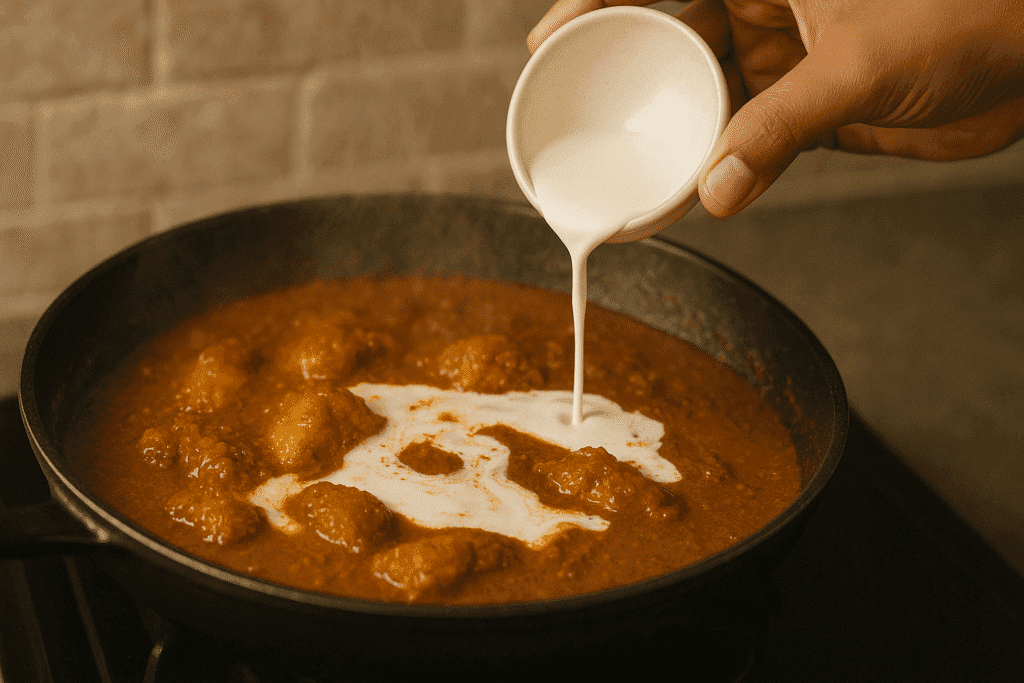 Add Fresh Cream and Simmer