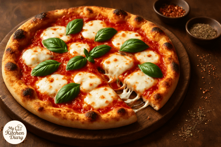 Homemade Cheesy Margherita Pizza